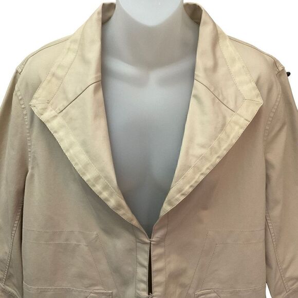Lafayette 148 Jacket Blazer Swing Coat V-Neck Collar Hook Clasp Front Tan 14 - Picture 2 of 12
